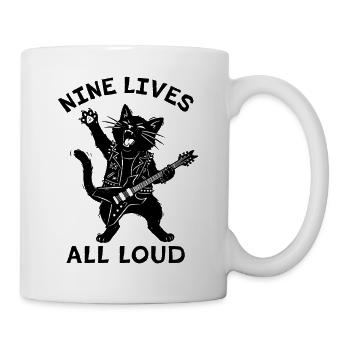 Nine Lives All Loud – Cat-Rock-Gitarre - Tasse - Weiß - Rechts