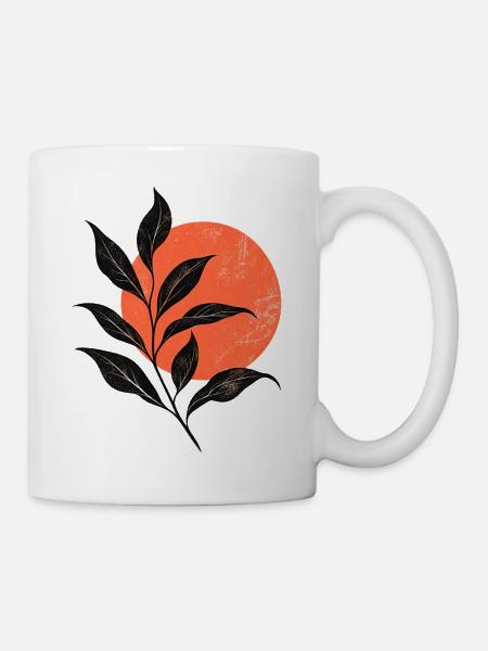 Sunset Leaf Silhouette - Tasse - Weiß