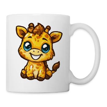 Niedliche Giraffe Cartoon - Tasse - Weiß - Rechts