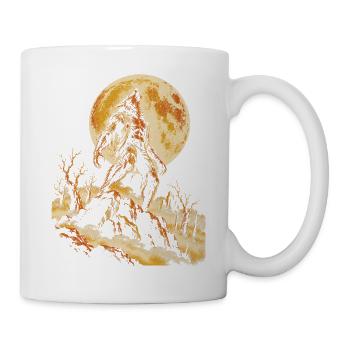 Der Wolfsmensch heult den Vollmond an - Tasse - Weiß - Rechts