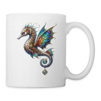 Steampunk-Seepferdchen-Buntglasfenster - Tasse - Weiß - Rechts