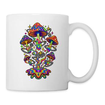 Psychedelic Rainbow Mushrooms - Tasse - Weiß - Rechts
