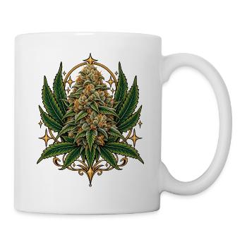 Goldene Krone Hanfblüte - Tasse - Weiß - Rechts
