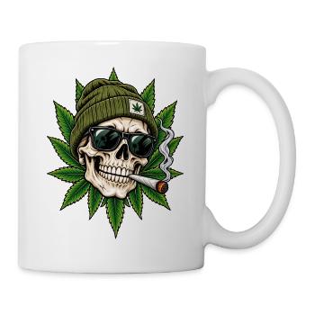 Totenkopf Cannabis Style - Tasse - Weiß - Rechts