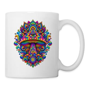 Psychedelischer Augenpilz Mandala - Tasse - Weiß - Rechts