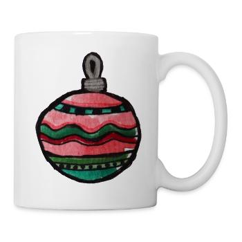 Bunte, gestreifte Weihnachtskugel - Tasse - Weiß - Rechts