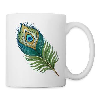 Einfache Pfauenfeder - Tasse - Weiß - Rechts
