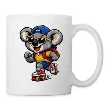 Koala mit Rollschuhen – Süßes Freizeitmotiv - Tasse - Weiß - Rechts