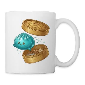 Fliegender Dumpling – Süße Teigtasche im Dampfkorb - Tasse - Weiß - Rechts