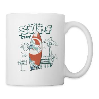 Retro Surf Welle am Strand - Tasse - Weiß - Rechts