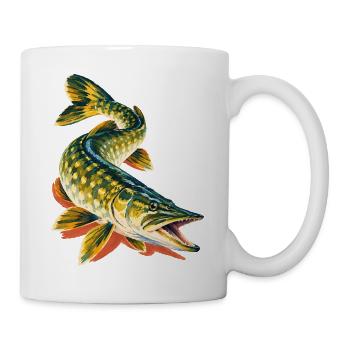 Hecht Angeln Raubfisch Hechtangler Geschenk - Tasse - Weiß - Rechts