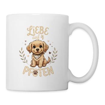 Liebe auf 4 Pfoten, niedlicher Hund - Tasse - Weiß - Rechts
