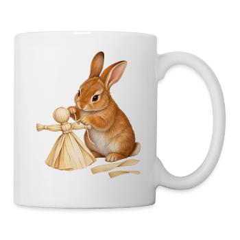 Kaninchen mit Maisblattpuppe - Tasse - Weiß - Rechts