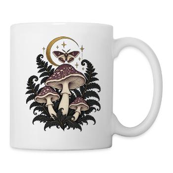 Nachtgarten mit Pilzen – Gothic Art - Tasse - Weiß - Rechts