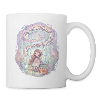 Süßes Fuchsmädchen selektiv sozial - Tasse - Weiß - Rechts