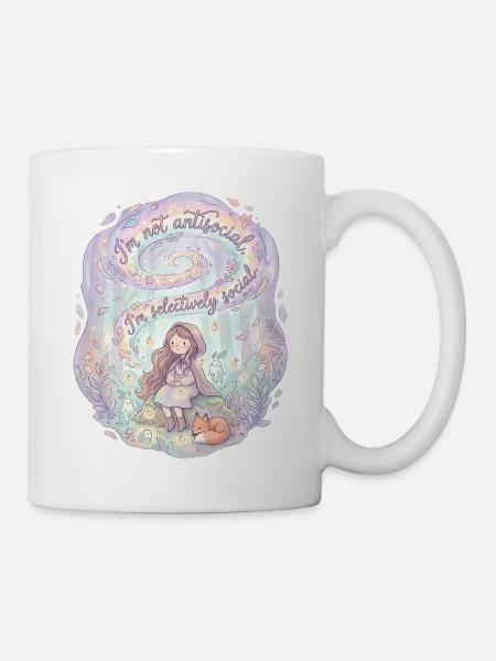 Süßes Fuchsmädchen selektiv sozial - Tasse - Weiß