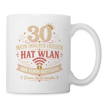 30 Geburtstag Frau WLAN Geschenk Lustiger Spruch - Tasse - Weiß - Rechts