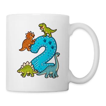 2 Jahre alt 2. Geburtstag Dino - Tasse - Weiß - Rechts