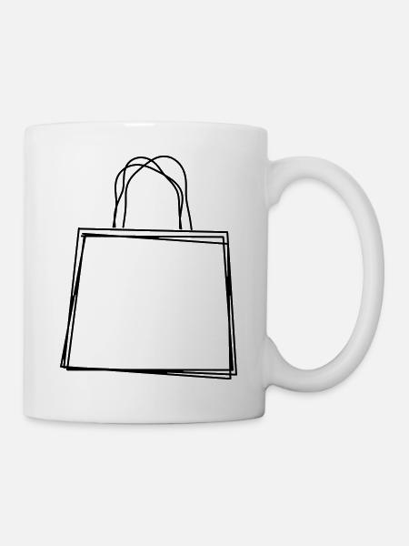 Einkaufstüte handgezeichnet - Tasse - Weiß