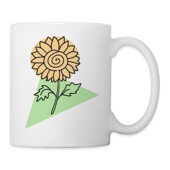 Sonnenblumenblüte in mintgrüner geometrischer Form - Tasse - Weiß - Rechts