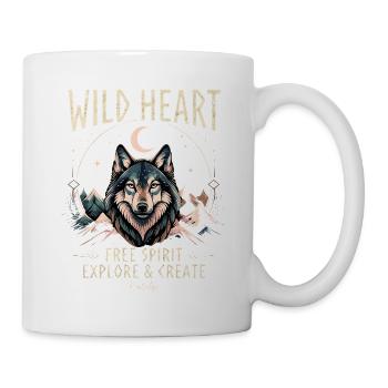 Wolf Wild Heart. Free Spirit  - Tasse - Weiß - Rechts