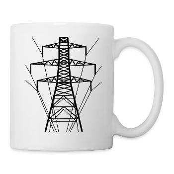 Strommast Weiße Silhouette - Tasse - Weiß - Rechts