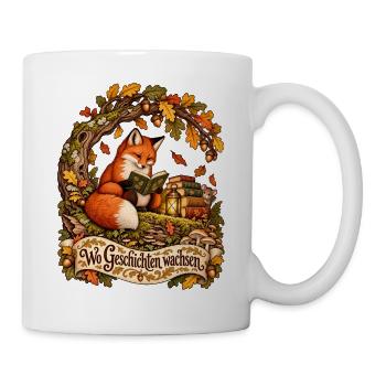 Wo Geschichten wachsen - Tasse - Weiß - Rechts