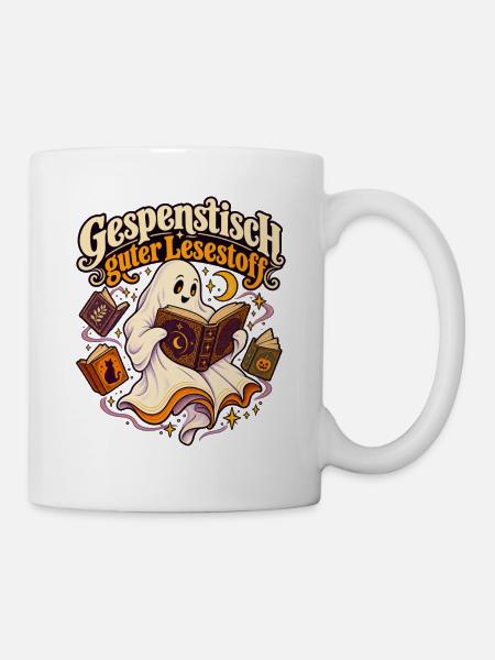 Gespenstisch guter Lesestoff - Tasse - Weiß