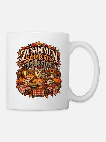 Gutes Essen, liebe Menschen - Tasse - Weiß