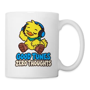 Duck mit Kopfhörern – Good Tunes Zero Thougts - Tasse - Weiß - Rechts