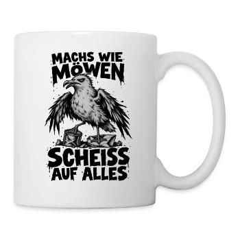 Möwe Punk Spruch Scheiss auf alles Küstenhumor - Tasse - Weiß - Rechts