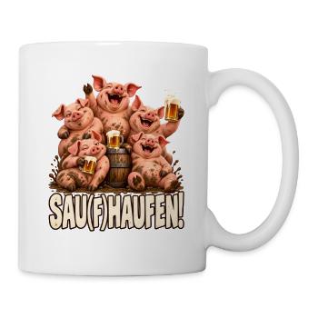 Sau(f)haufen Schweine Bier Stammtisch JGA Spruch - Tasse - Weiß - Rechts