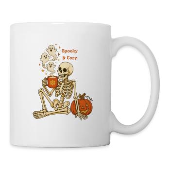Gruseliger und gemütlicher Halloween-Skelettkaffee - Tasse - Weiß - Rechts