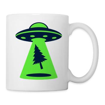 Ufo Entfuehrung Wald Logo - Tasse - Weiß - Rechts