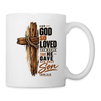 Johannes 3,16 Kreuz Jesus Liebe Christliches Shirt - Tasse - Weiß - Rechts