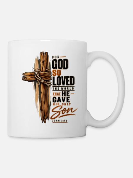 Johannes 3,16 Kreuz Jesus Liebe Christliches Shirt - Tasse - Weiß