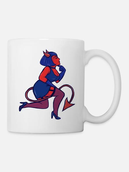 Crimson Devil Pinup - Tasse - Weiß