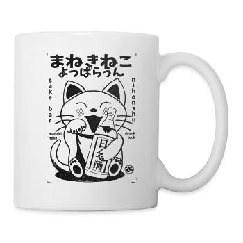 Maneki Neko Witzike Sake Katze - Tasse - Weiß - Rechts