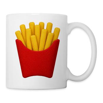 Pommes Frites Cartoon Muster - Tasse - Weiß - Rechts