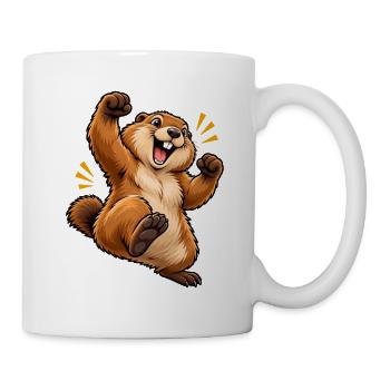 Cartoon springendes Eichhörnchen - Tasse - Weiß - Rechts