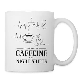 Kaffee Herz Nacht Schicht - Tasse - Weiß - Rechts