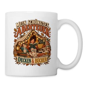 Mein schönstes Abenteuer – Decken & Bücher - Tasse - Weiß - Rechts