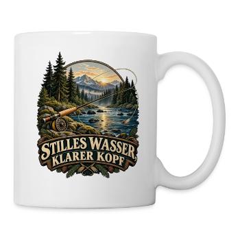 Stilles Wasser, klarer Kopf - Tasse - Weiß - Rechts