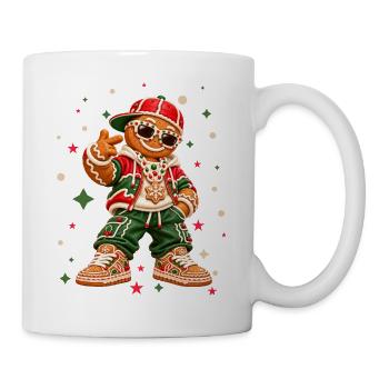 Cooles Lebkuchenmännchen im Streetwear-Look  - Tasse - Weiß - Rechts