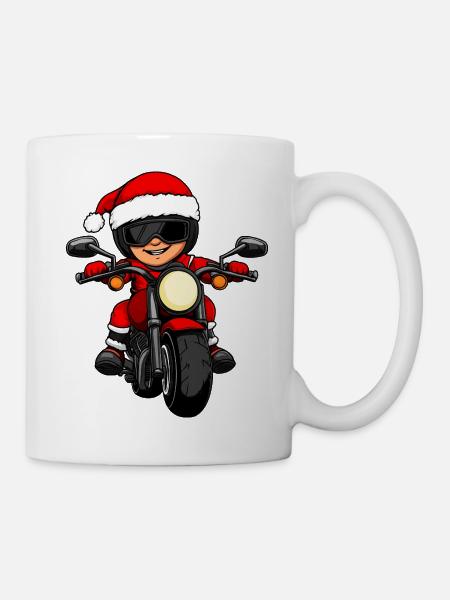 Motorradfahrer Weihnachten - Tasse - Weiß