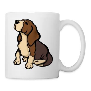 Beagle-Porträt in warmen Tönen - Tasse - Weiß - Rechts