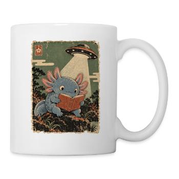Vintage Japanese Axolotl Buchliebhaber UFO Alien - Tasse - Weiß - Rechts