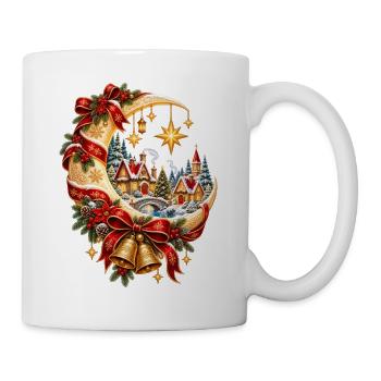 Weihnachtsmonddorf und Sterne - Tasse - Weiß - Rechts