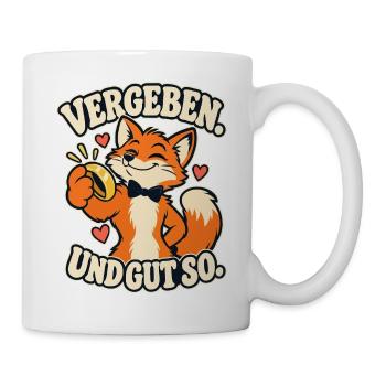 Vergeben. Und gut so. – Fuchs Hochzeit Ring - Tasse - Weiß - Rechts