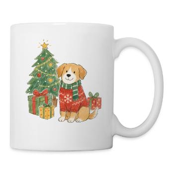 Weihnachtshund im Pullover - Tasse - Weiß - Rechts